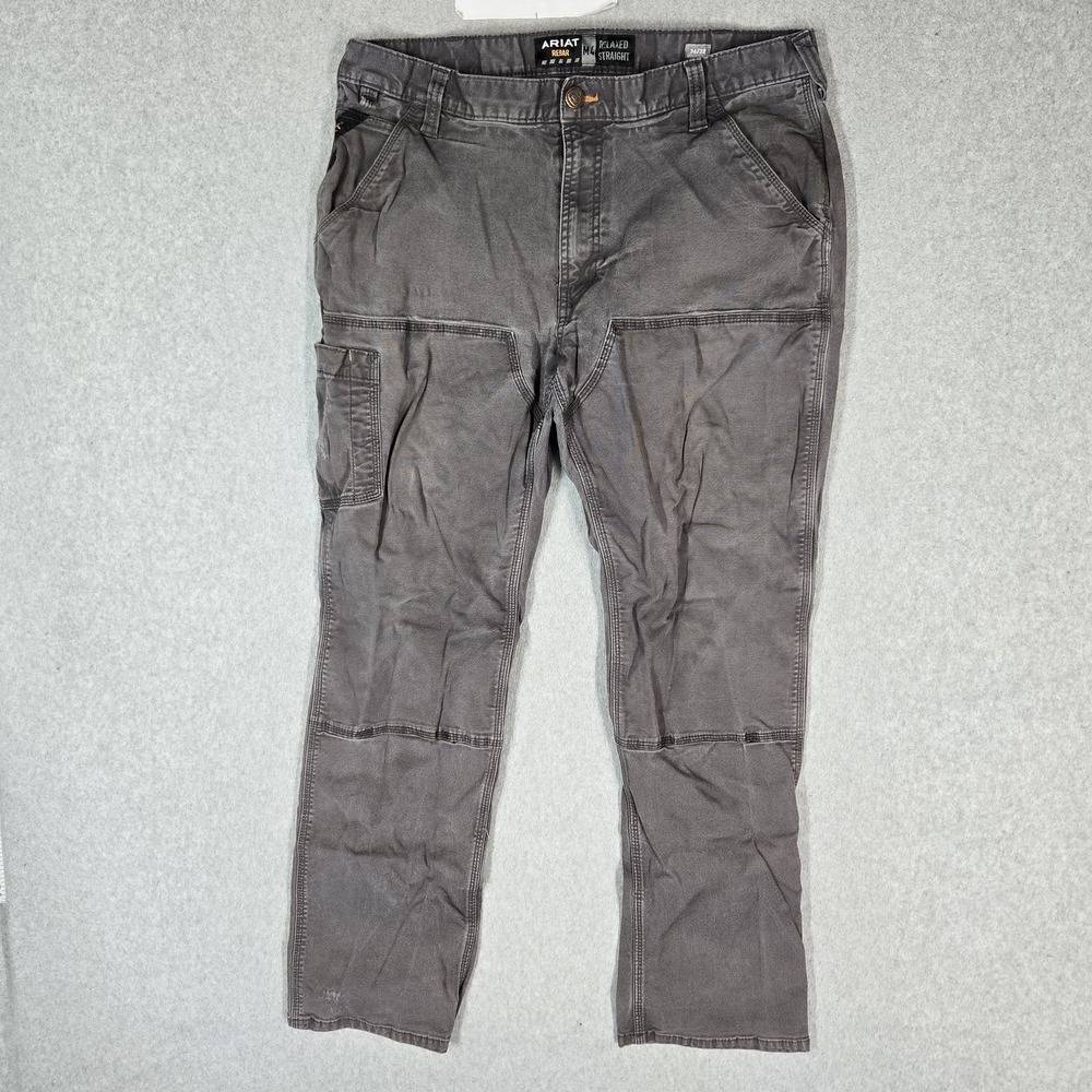 Ariat Men Pants 36X32 Gray Work Canvas M4 Straight Pants Relaxed READ